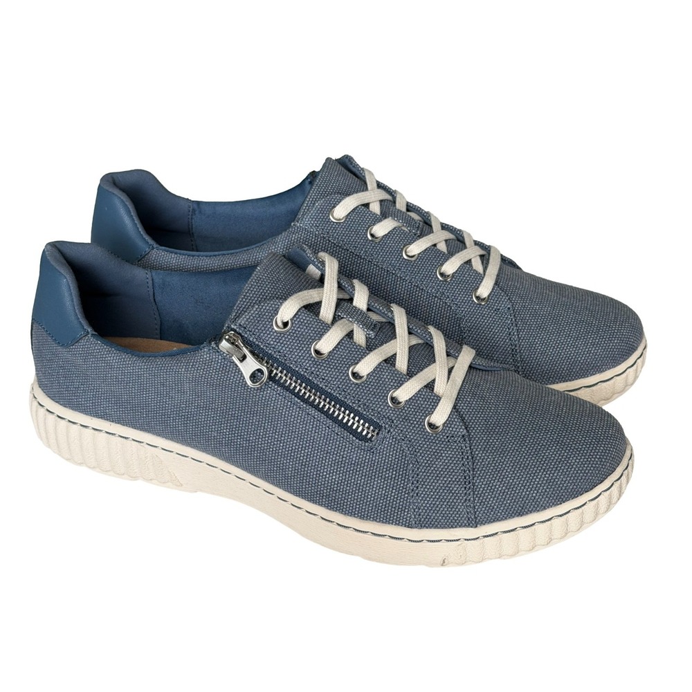 Clarks Women's Size 11 New Caroline Echo Blue Denim Sneakers Side Zip 26178063